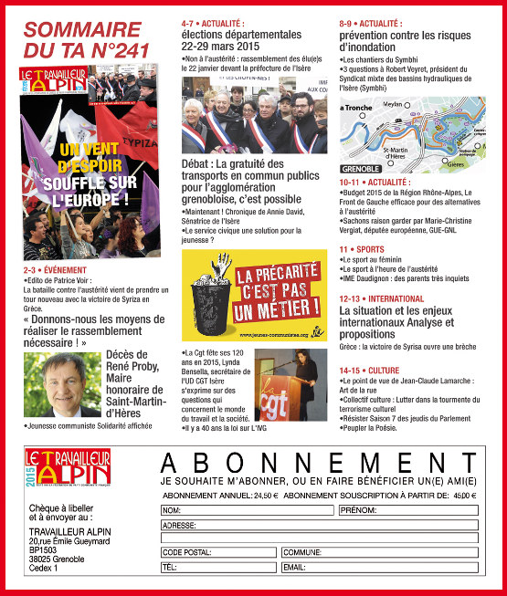 Sommaire TA février 2015 Sommaire TA février 2015